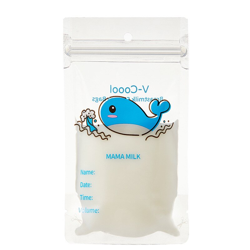 V-coool opbevaringspose modermælk mælkeposer til modermælk modermælkepose 100/500 ml 30 ark: Lille delfin 100ml