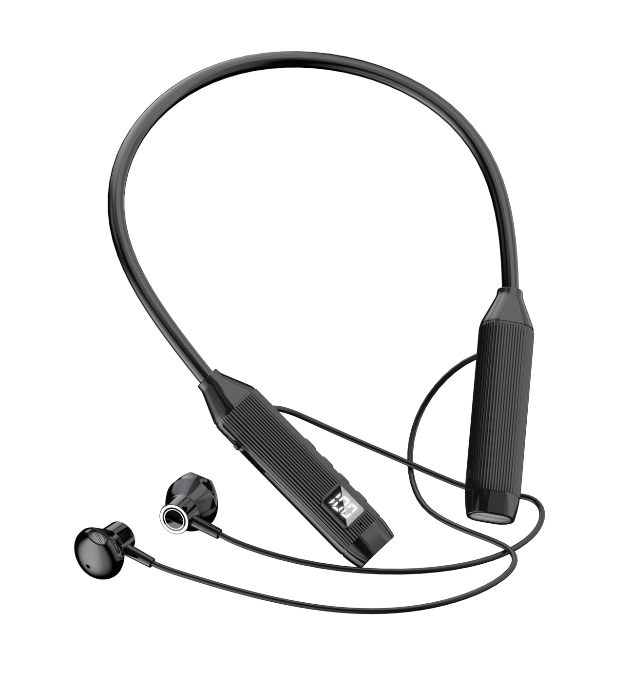 NEWMSNR Super Power dźwięk radia słuchawki bezprzewodowe słuchawki Bluetooth z pałąkiem na szyję magnetyczne słuchawki douszne LED sportowy zestaw słuchawkowy z mikrofonem HD: Black