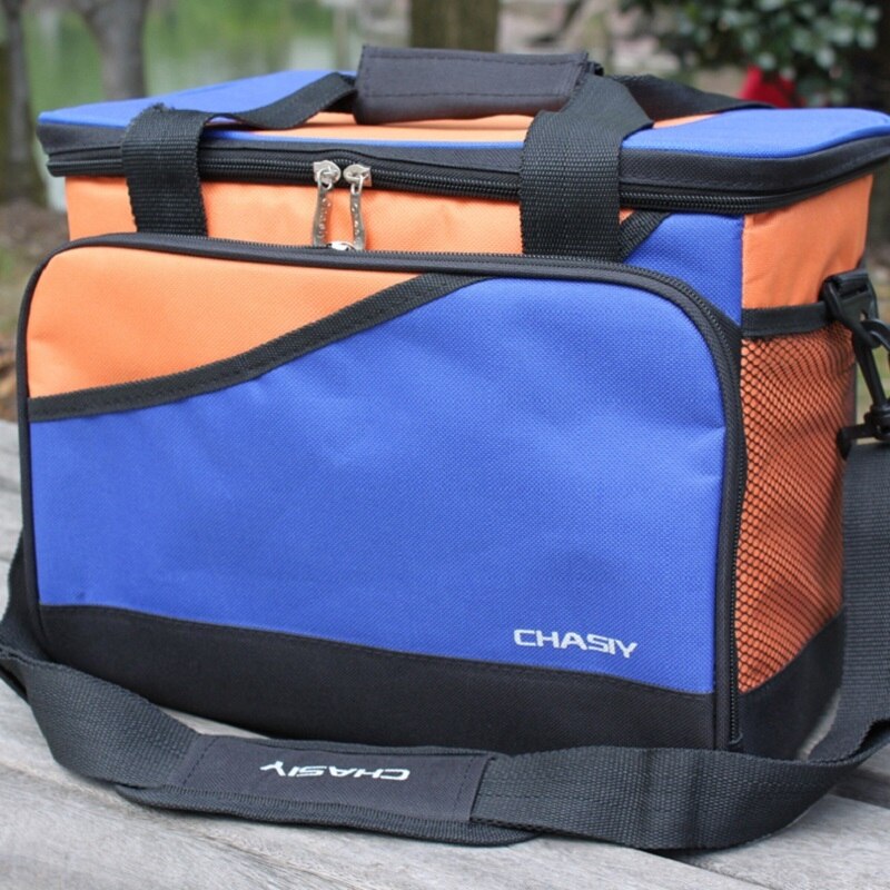 19L Koeltas Draagbare Picknick Waterdichte Oxford Voedsel Thermos Geïsoleerde Schoudertassen: Blue orange