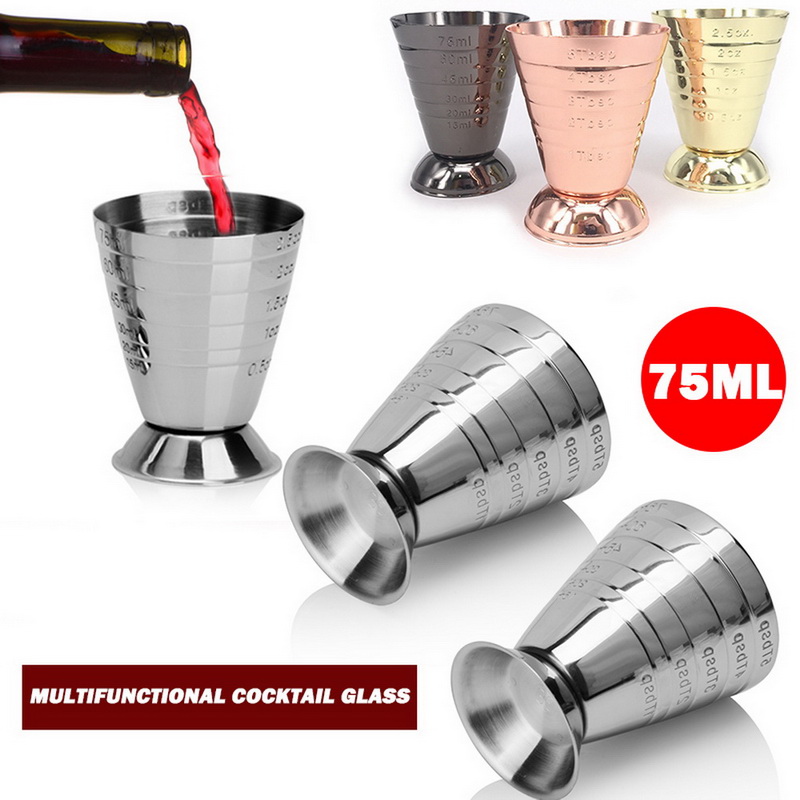 Vaso de medición de 75ml, onza, Jigger, Bar, cóctel, bebida, mezclador, licor, taza de medición, taza de café de acero inoxidable, Mojito