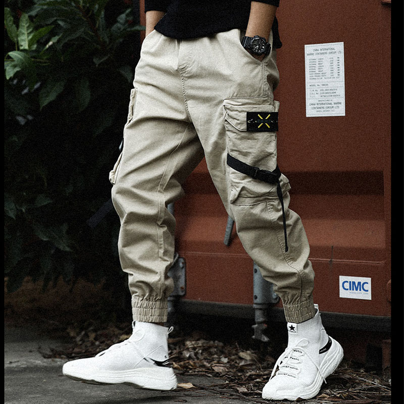 Pantalon de sport Hip-Hop pour homme, poches, Jogging, Harajuku, pantalon de sport pour garçons, , décontracté, tendance: Beige / XL