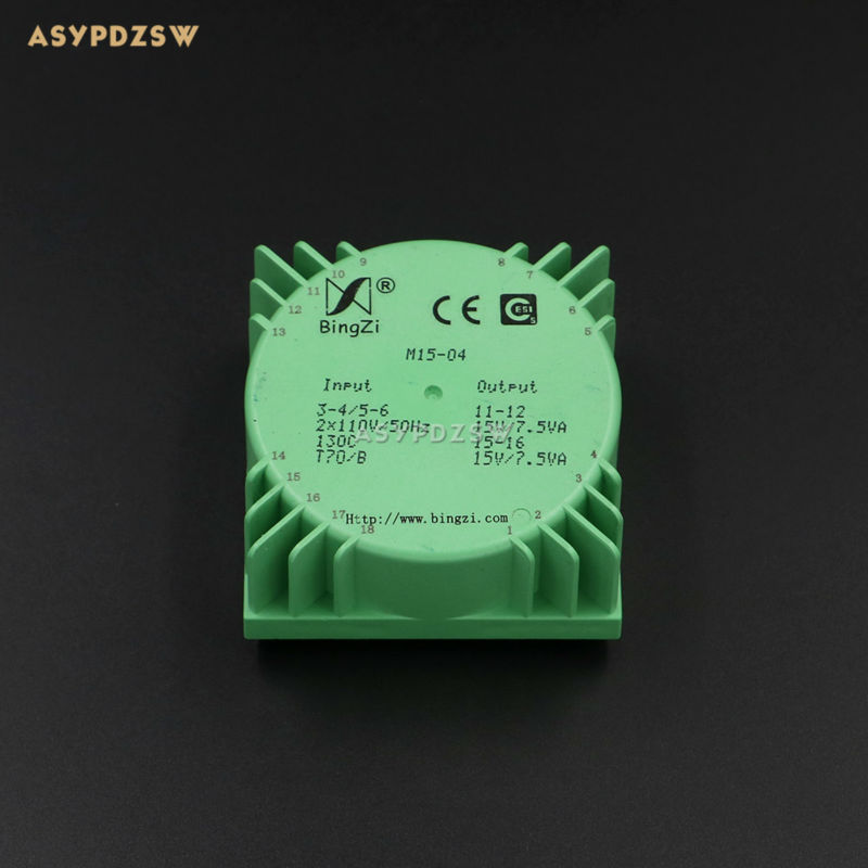 Il quadrato verde 15W 15VA ha sigillato i trasformatori toroidale M15-04 il ca doppio di tensione di uscita 15V(2*15V)