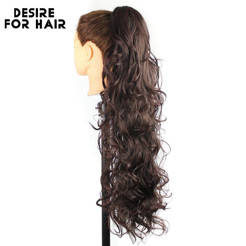 Desire Voor Haar 30Inch Lange 200G Hoge Temperatuur Synthetisch Krullend Paardenstaart Hair Extensions Met Claw Clip Haarstukken Voor vrouwen