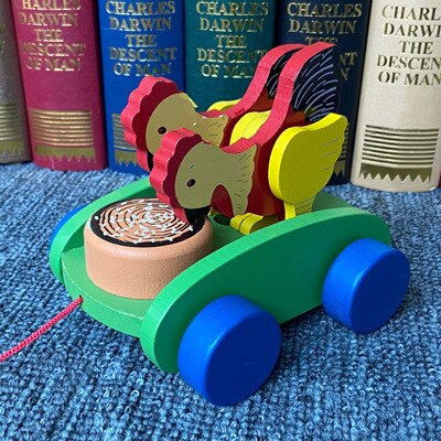 Kinderen Houten Beer Towing Auto Baby Towing Peuter Cartoon Beer Drum Speelgoed Auto Dier Little Bunny Towing Auto: Cock Pecker Trailer F280 F280