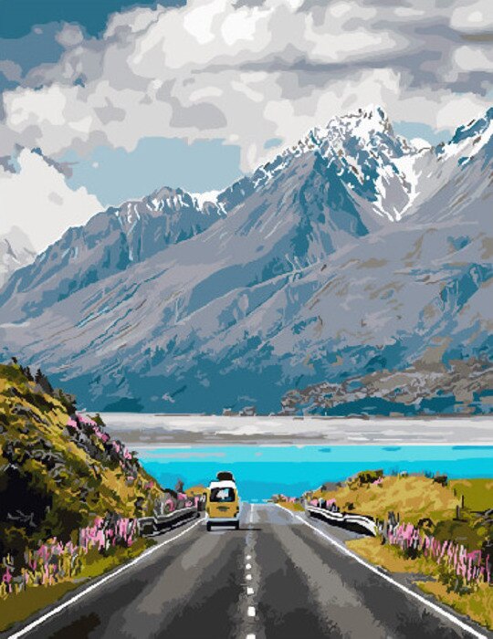 HUACAN Painting By Numbers Lake Scenery Drawing On Canvas HandPainted Picture By Number Mountain Landscape Kits Home Decor: SZHC5390