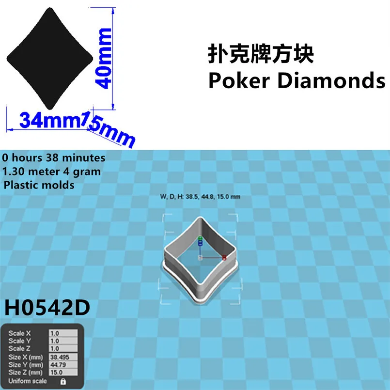 Cartoon Playing Card King,Spades Hearts Clubs Diamonds,Plastic Mold,Cake Fondant Tools,Cookie Sushi and Fruits Cutters