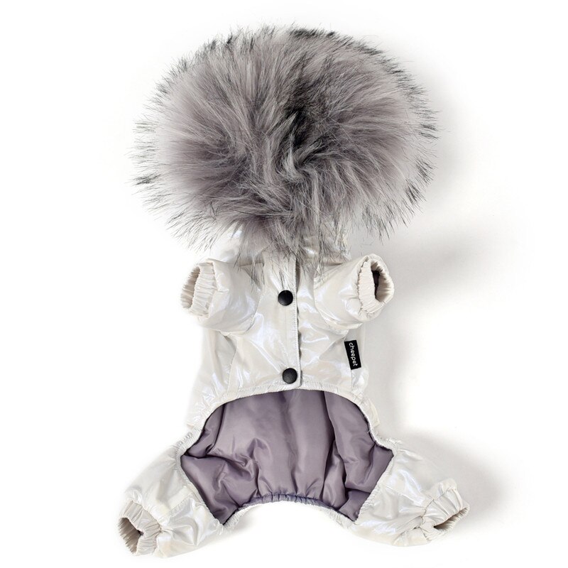 Winter Dog Clothing Jumpsuit Dog Down Coat Jacket Warm Pet Costume Apparel Puppy Outfit Pomeranian Poodle Bichon Dog Clothes: White / S