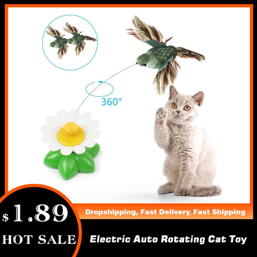 Electric Cat Toy Automatic Rotating Colorful Butterfly Bird Animal Shape Plastic Funny Pet Dog Kitten Interactive Training Toys