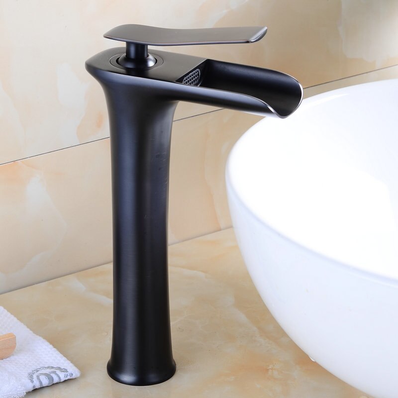 Luxe waterval wastafel kraan messing mengkraan Geborsteld