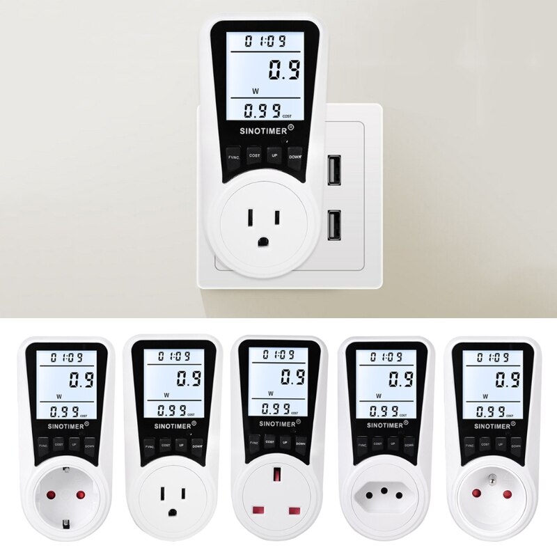 Electricity Usage Monitor Power Meter Plug Digital LCD Display Energy Meter Plug Volt Amps Watt kWh Consumption Analyzer