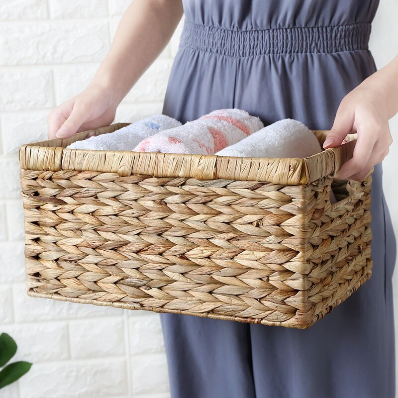 Woven Storage Baskets Laundry Basket Straw Rattan Closet Cabinet Storage Hamper Kitchen Sundries Organizer Clothes Toy Container