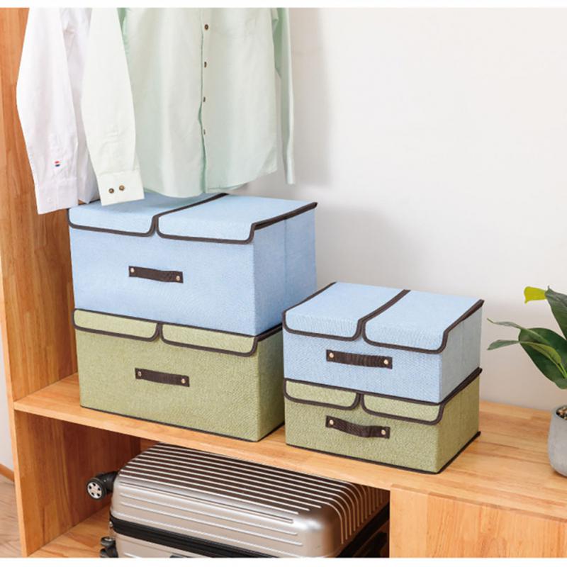 Folding Storage Cabinet Home Storage Box Fabric Cotton And Linen Toys Clothes Storage Box Portable Cover Organizer Box