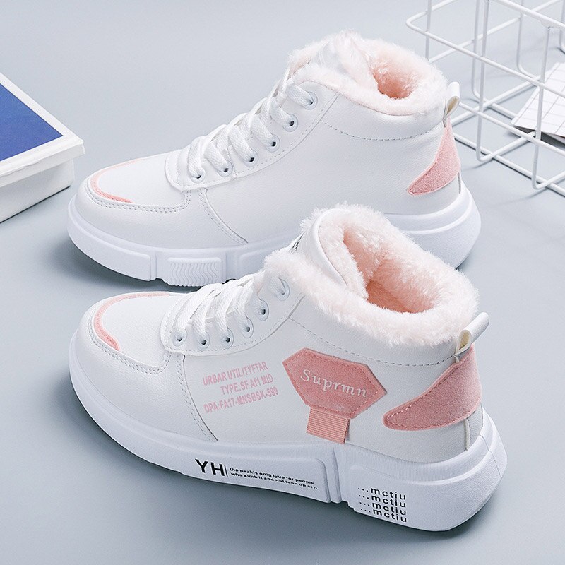 Winter damesschoenen dikke fluwelen schoenen voor dames warme veterschoenen effen kleur wandelschoenen casual dames sneakers