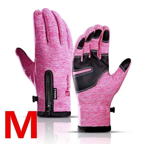 XiaoMi mijia outdoor sports gloves winter warm plus velvet fingertips touch screen splash-proof riding gloves for men and women: Pink M