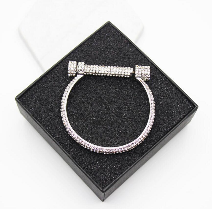 Neue Luxus Kristall Hufeisen Manschette Armbänder frauen Strass Pulseira Feminina Schraube Armreifen Arm Manschette bijou brassard: Full Diamond style