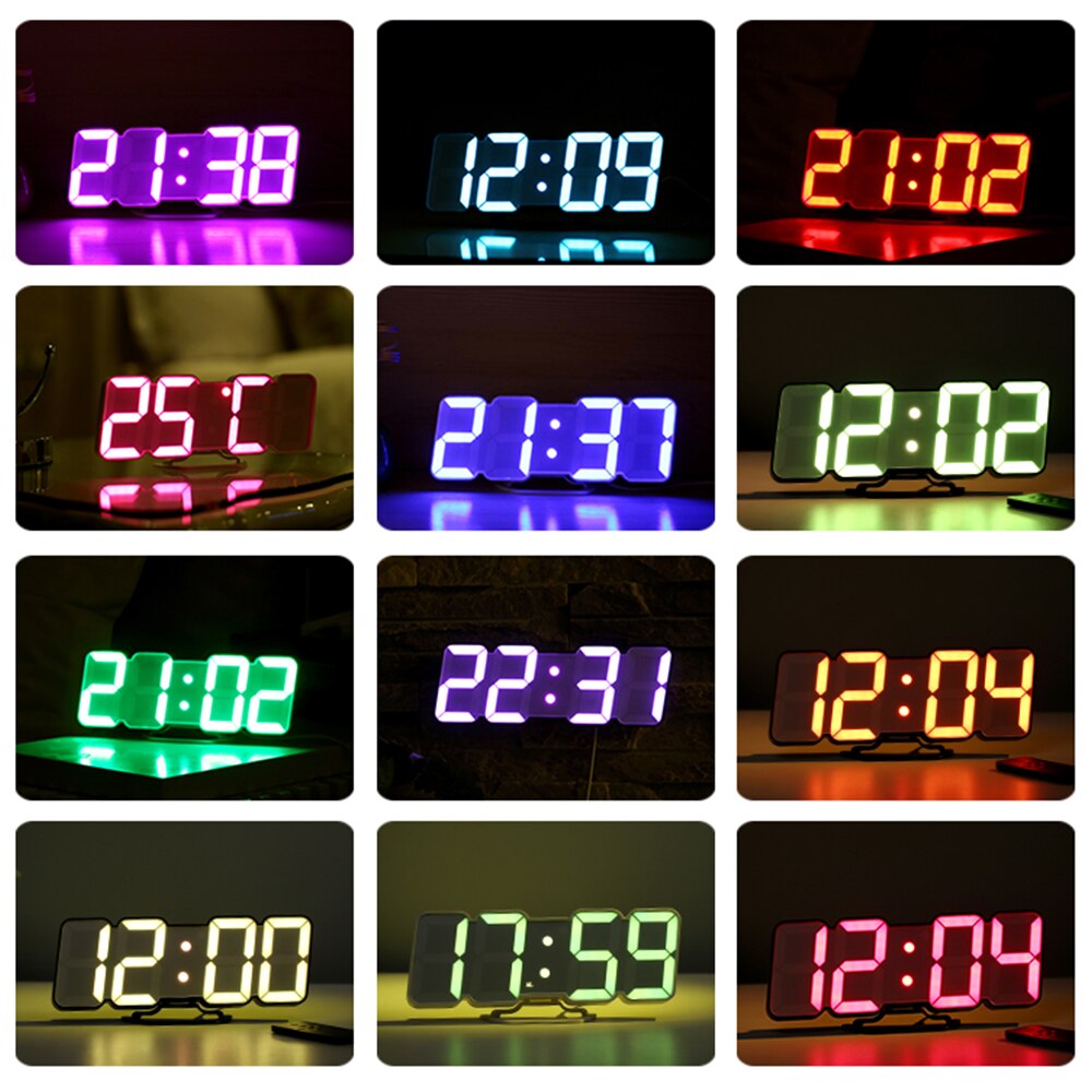 Moderne 3D Große Wanduhr LED Digital USB Elektronische Uhren Auf Die Wand Luminous Alarm Tisch Uhr Desktop Hause decor