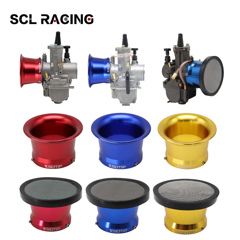 SCL Racing 50mm Motorcycle Air Filter Cup Wind Horn Cup With Rubber Mesh For PWK21 24 26 28 30mm PE28 30mm Carb