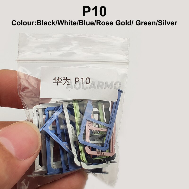 Aocarmo preto/branco/azul/rosa ouro/grenn/prata sd microsd titular nano sim cartão bandeja slot para huawei p10 VTR-AL00