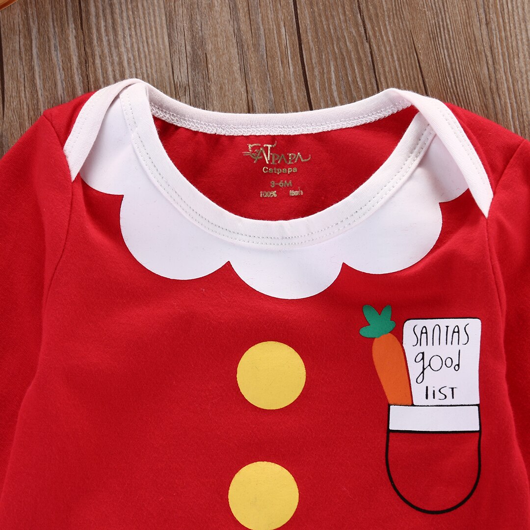 Citgeett Emmababy Infant Neugeborenen Baby Junge Mädchen Rot Bodysuit Santa Langen Ärmeln Overall Weihnachten Kleidung Weihnachten Herbst Set ZX