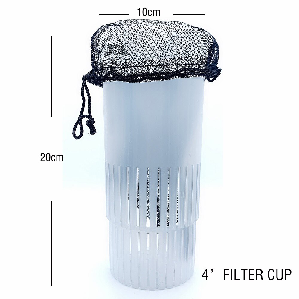 Soporte para calcetines y filtro de Acuario, Burbuja Magus, rejilla para filtro de pecera, bolsas de calcetines, cesta de plástico transparente de 4 pulgadas y 7 pulgadas: 4 inch cup