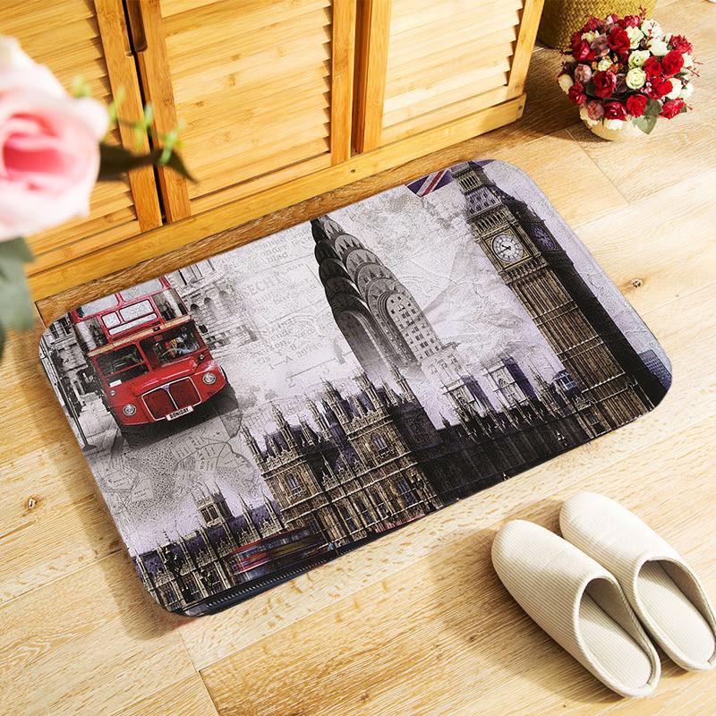 Retro london mobiltelefonboks 40 x 60cm udendørs entré dørmåtte lille område tæppe til soveværelse køkken gang dørmåtte skridsikre dørmåtte: Mu 213