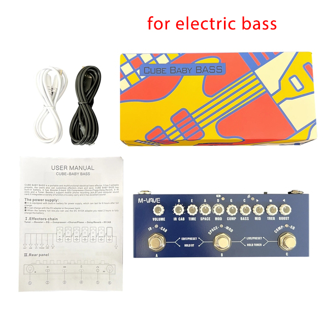 Pedal multiefectos recargable M-VAVE Cube BABY para guitarra acústica de madera, función de interfaz de Audio, Pedal Cuvave: Amarillo