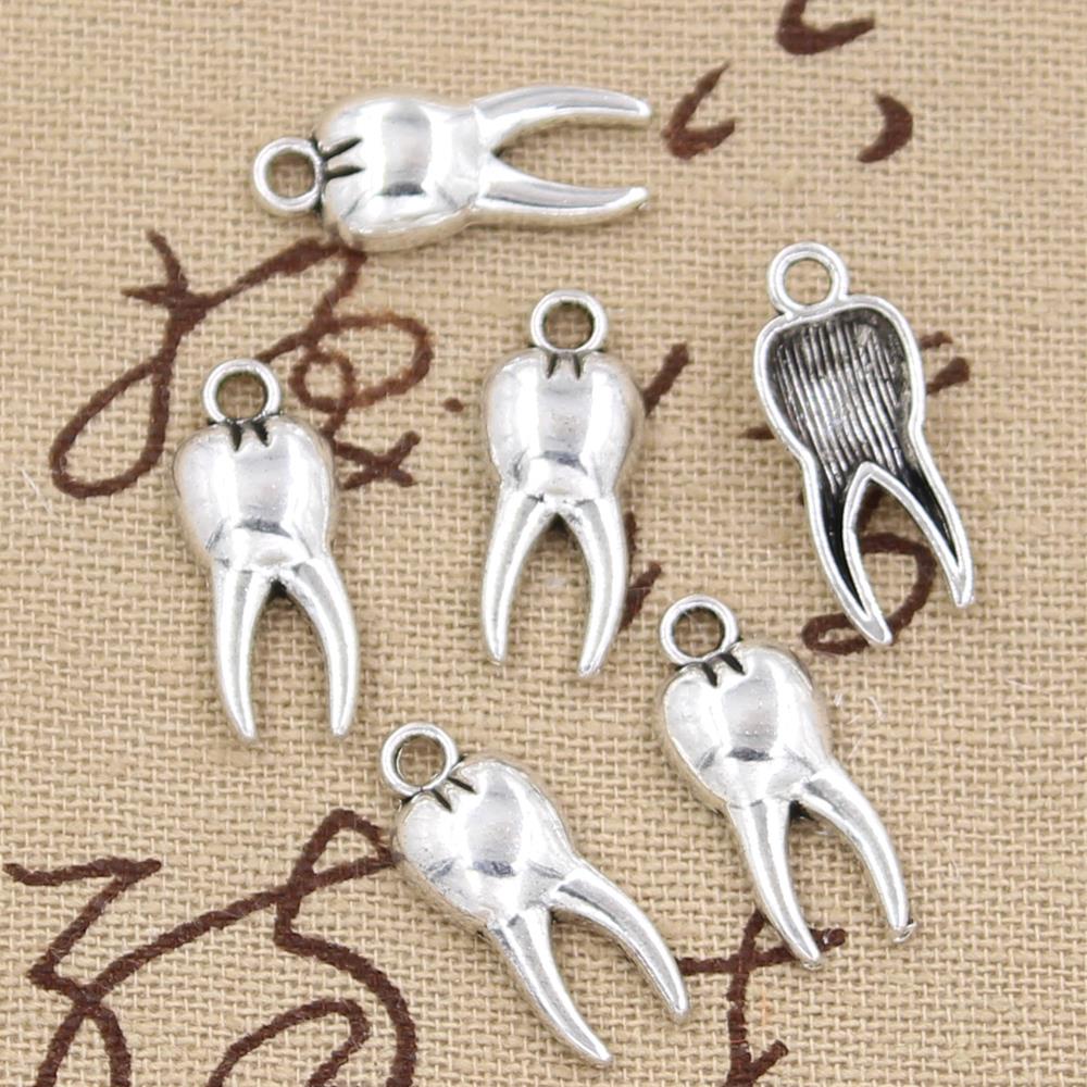 30 pièces breloques Zombie dent dents molaire 20x8mm fait à la main pendentif faisant la forme, couleur argent tibétain Vintage, bricolage pour Bracelet collier