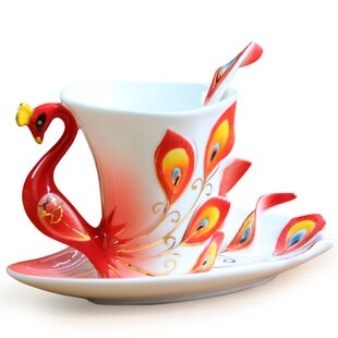 Påfågel kaffekopp keramisk benporslin 3d färgvalentinsdag bröllop bestie vänner födelsedag kopp