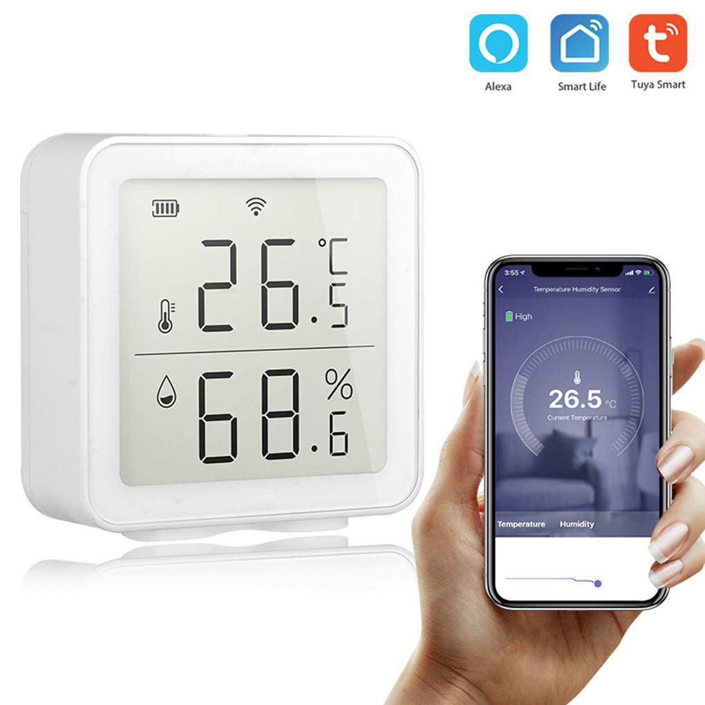 Tuya WIFI Temperature And Humidity Sensor Indoor Hygrometer Thermometer With LCD Display Support Alexa Google Assistant