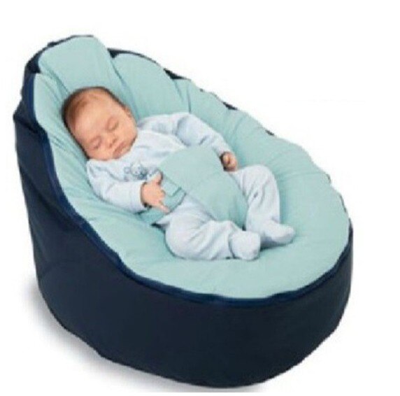 Zachte Baby Stoel Baby Bean Bag Bed Cover Zonder Vulmiddel Poef Voor Feeding Baby Snuggle Bed Met Riem Voor Veiligheid bescherming: Navy n light blue