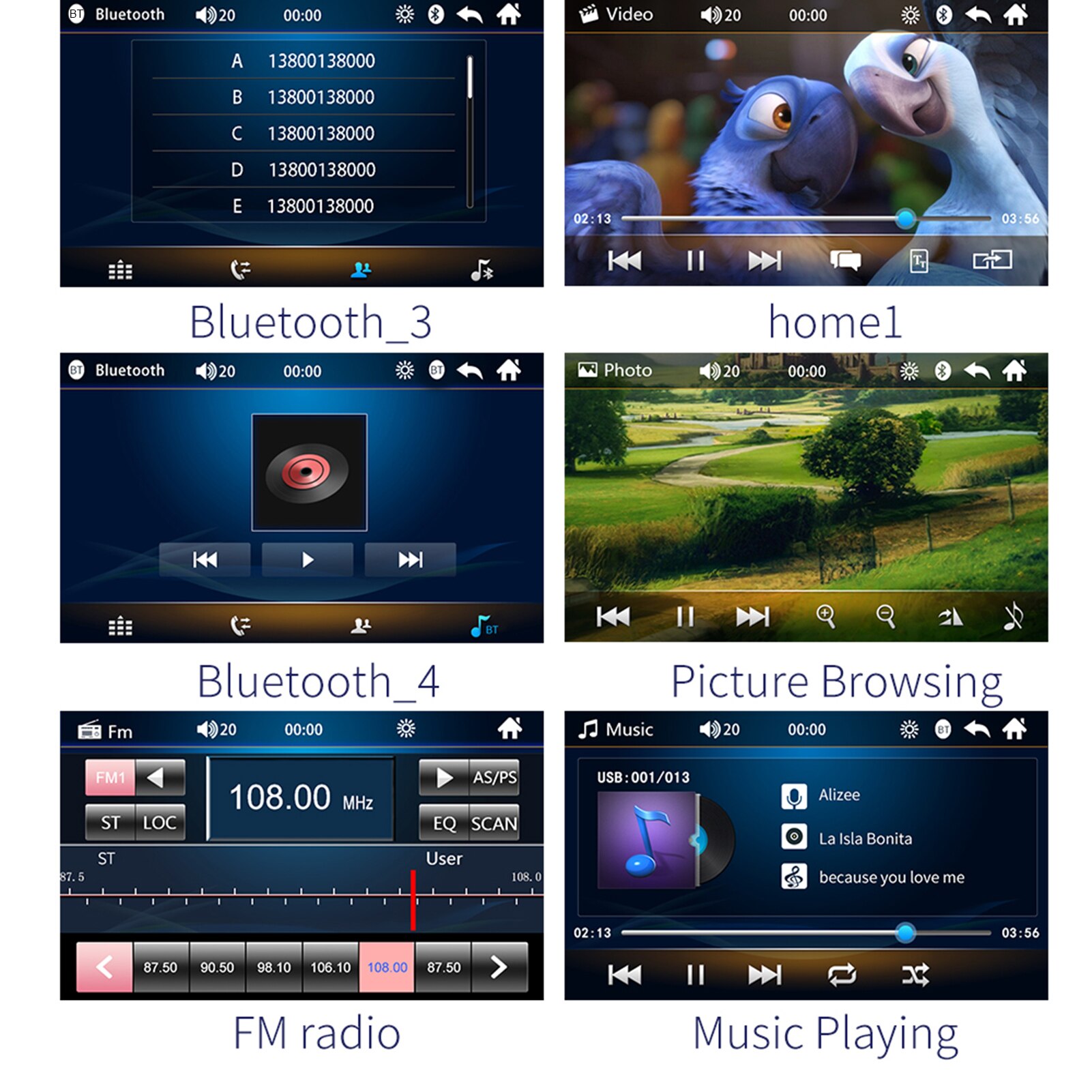 A7 7 Inch Car Stereo MP5 Player 7 inch Touch Screen Bluetooth AUX U Disk Radio USB2.0 Player MP5 Support Bass Speaker