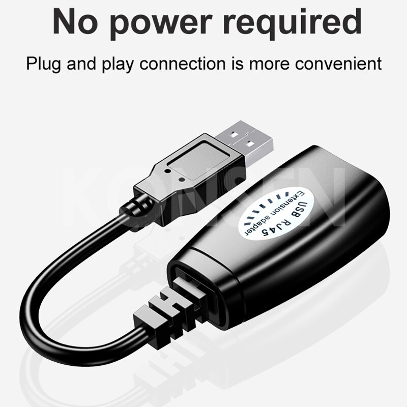 USB Extender Adapter 50m Single RJ45 Ethernet CAT5E 6 Up to 150ft Cable USB 2.0 Extension Extender Adapter for Laptop DVR Mouse