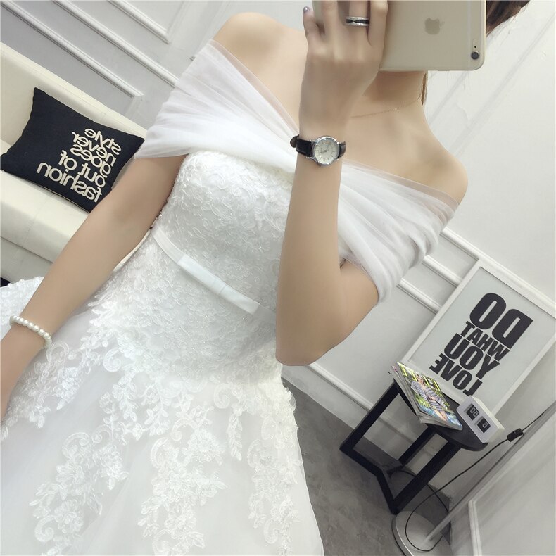 Casamento da noiva capa moda dupla camada macia renda líquida luxo marfim acessórios de casamento bolero tule shrug casamento envoltórios