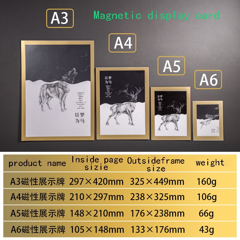 A4 2PCS Double-sided Magnetic Display Posts Self-adhesive PVC Poster Frame Certificate Documents Paper Picture Decoration Frame