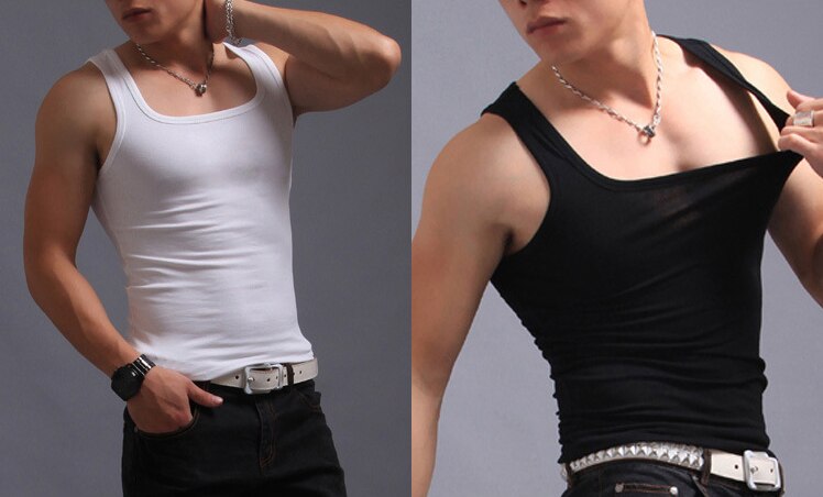 Petit gilet homme gilet mâle col carré gilet gros fil serré hommes façonnage maillot de corps