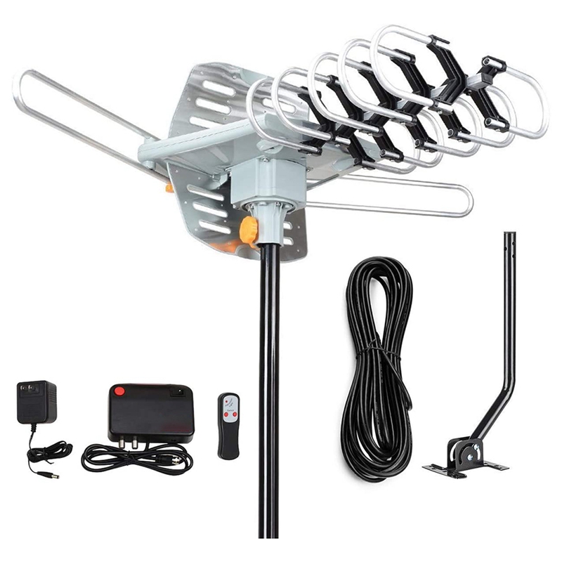 Digitale Outdoor Amplified Hd Tv Antenne, Ondersteuning 4K 1080P En 2 Tvs Met Coax Kabel, adapter, Montage Pole Us Plug: Default Title