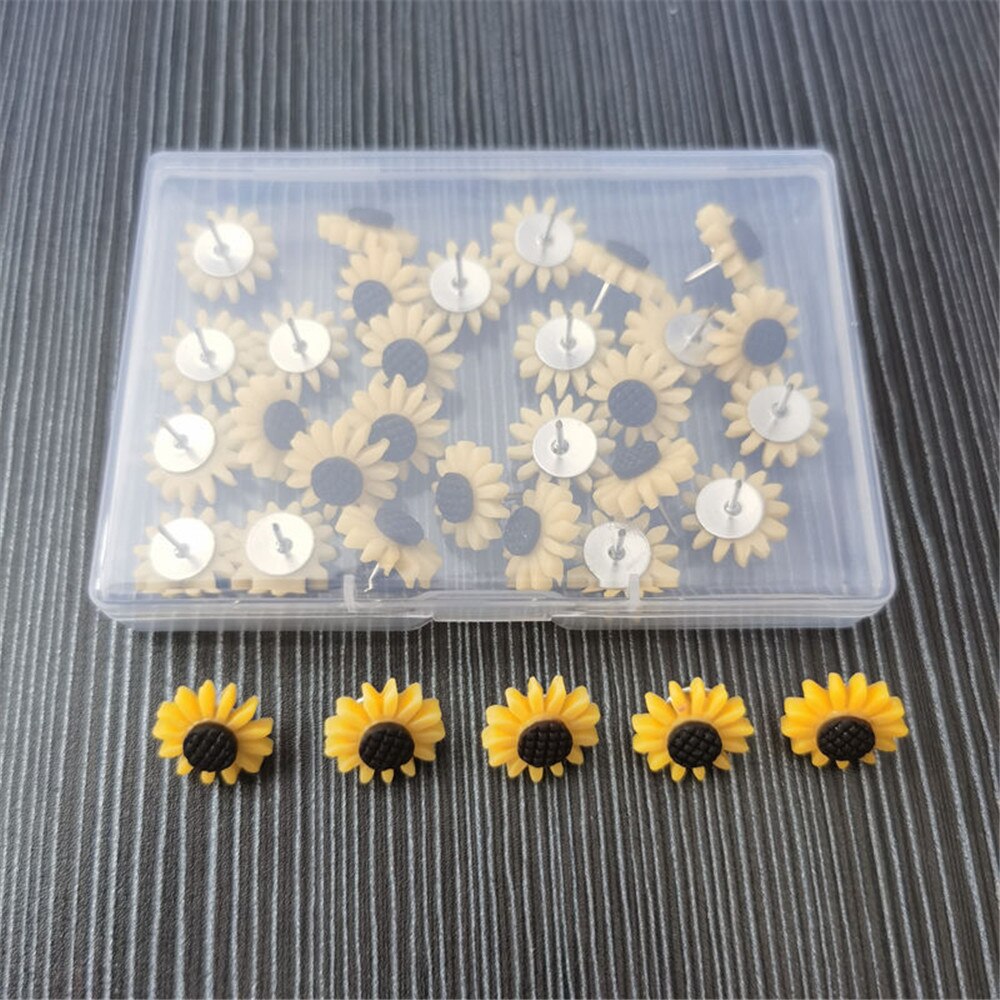 Sunflower Shape Push Pins Decoration Tack Board Bulletin Board Pins PushPin Drawing School Office Binding Supplies