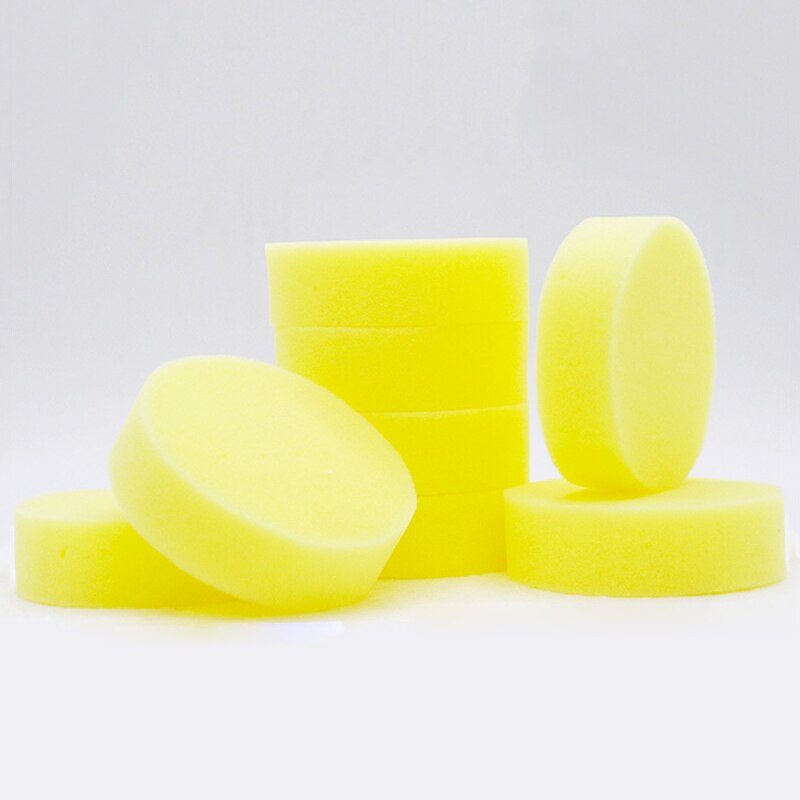 Durable Round Yellow Wax Sponges Shoes Polish Sponge Marbles Wax Foam Sponges Glasses Floors Wax Sponge Clean Supplies