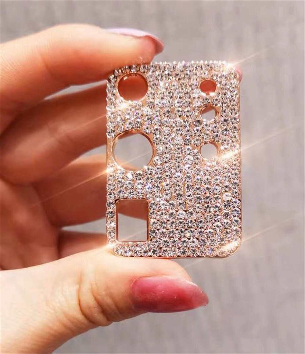 Protector de lente de cámara para Samsung Galaxy S20 Ultra S20 Plus, funda protectora de anillo con diamantes de imitación brillantes: For S20 Plus / Rose Gold