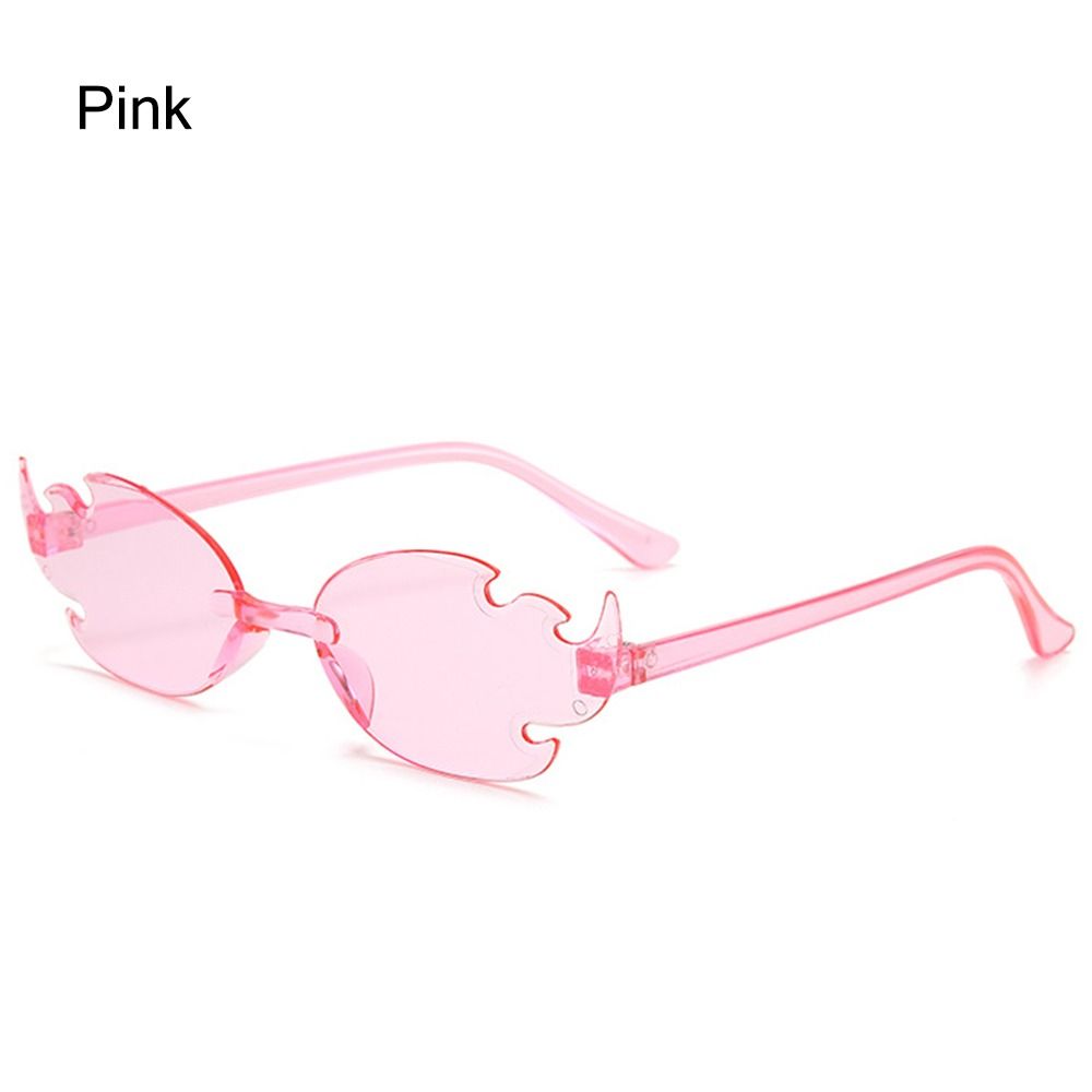 Gafas de sol coloridas con forma de llama de fuego, gafas de sol divertidas sin montura, gafas de Cosplay de para mujeres y hombres: YELLOW