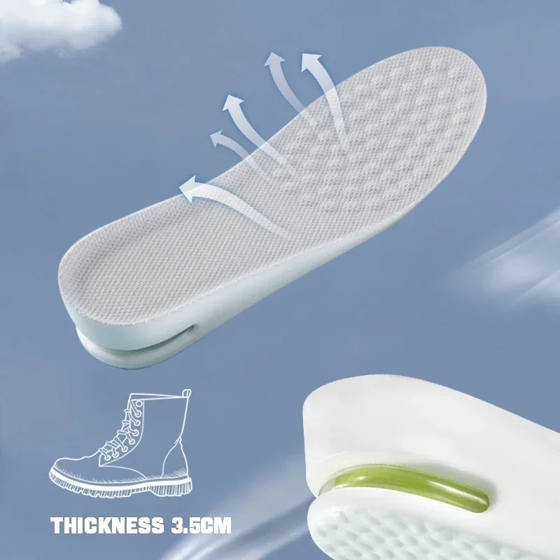 Plantillas para calzado deportivo con aumento de altura, insertos ortopédicos suaves y transpirables elásticos que absorben los golpes para hombres y mujeres con cojín de aire: Rojo / 5