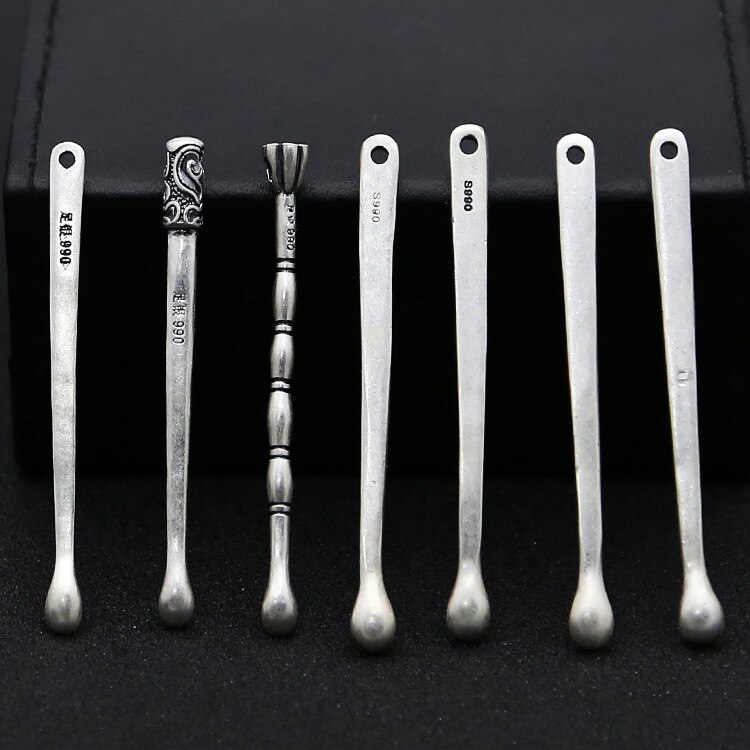 S990 Foot Silver Accessories Fine Silver Ear Pick Lotus Xiangyun Personal Nursing Care Ear Spatula Pendant