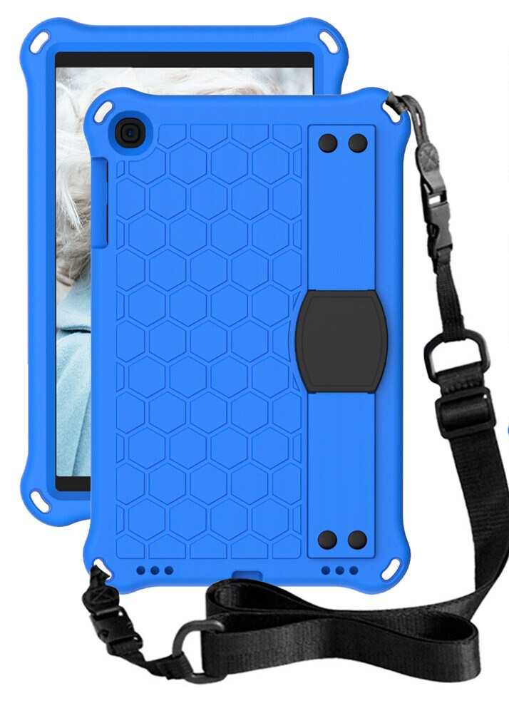 EVA Tablet PC Cover Case For Samsung Galaxy Tab A 10.1inch T510 T515 Full Body Protective Shell Hand Grip Shoulder Strap: Blue Black
