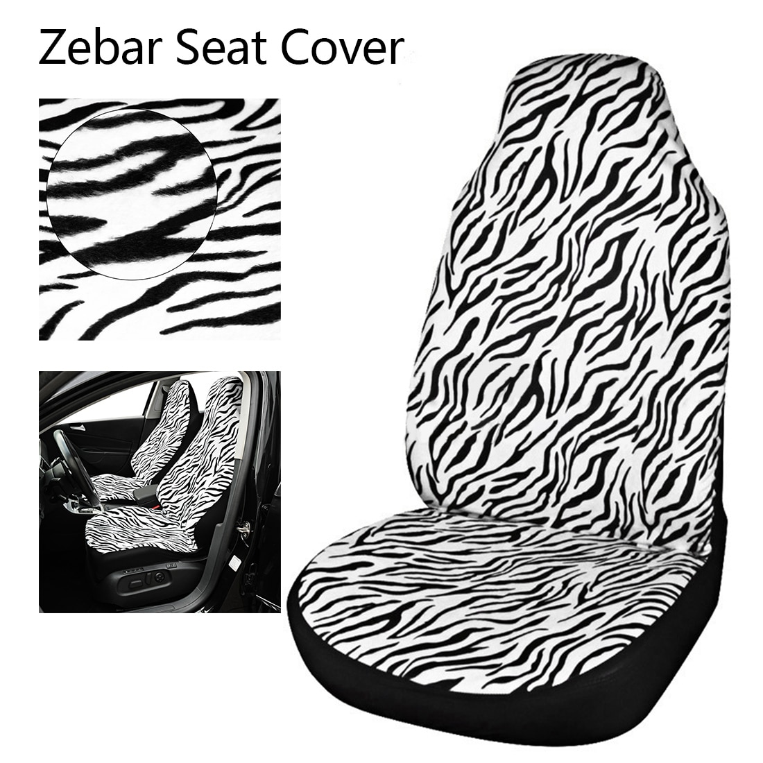 Dewtreetali zebra stripe universal bil forsete bilsete beskyttelsestrekk stoff passer til ikke-avtakbar hodestøtte racing styling