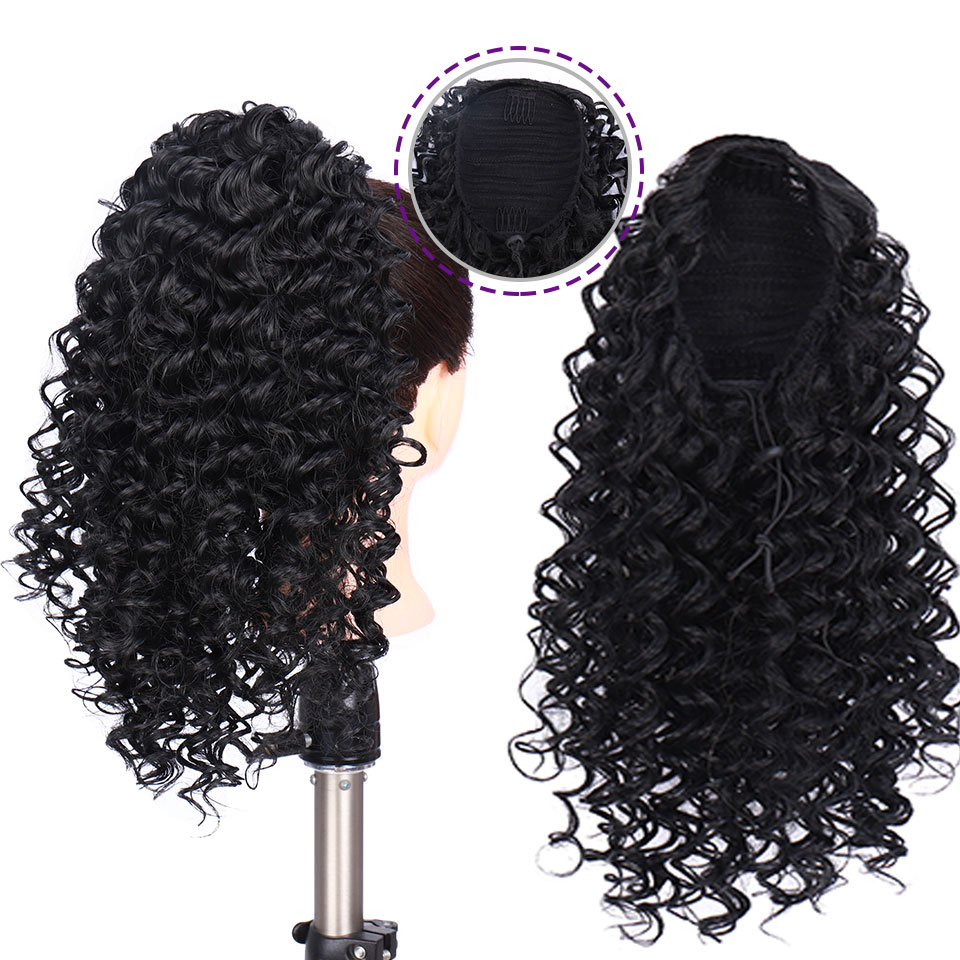 AILIADE 8-14 pouces synthétique plein d'entrain cheveux bouclés queue de cheval avec épingles à cheveux cordon pince en postiches Extensions de cheveux pour les femmes: M6-265