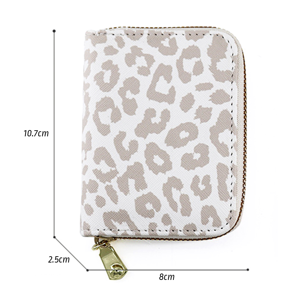 White Leopards Print Zipper Card Bag Wear-Resistant Ultra-thin Card Sleeve Business Wallet for Credit Card Storaging 지갑