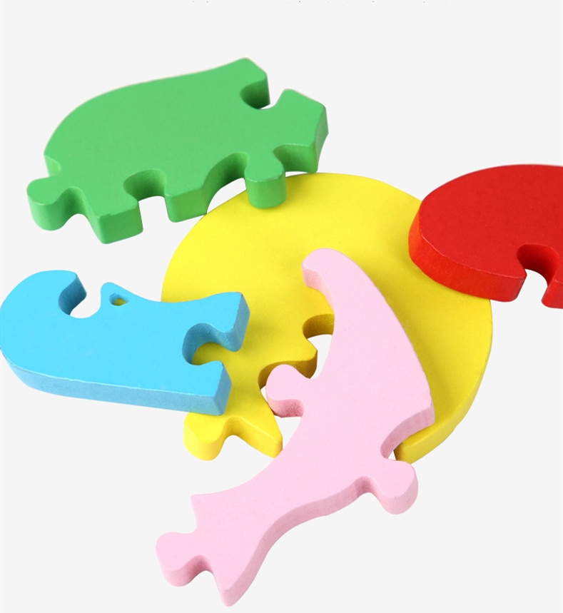 3D Wooden Puzzle Jigsaw Toys For Children Wood 3d Cartoon Animal Puzzles Intelligence Kids Early Educational Toys for children