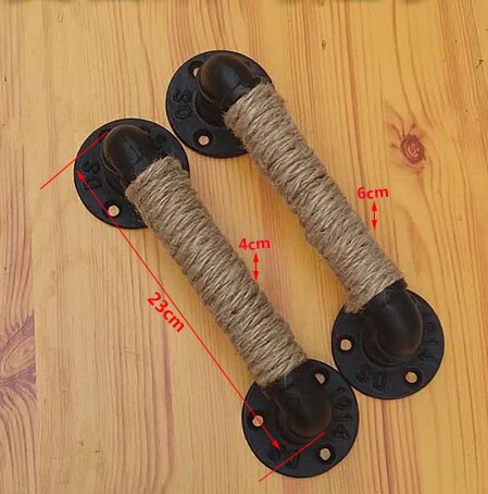 1PC Industriellen stil Dachgeschoss retro wasser rohr großen schrank holz tür Europäischen stil griff kreative schmiedeeisen hanf griff
