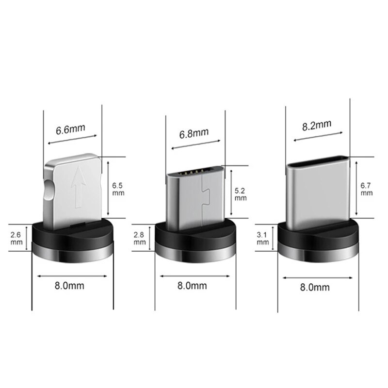 Cable magnético tipo C, Conector Micro USB C, adaptador de Cable De Carga Rápida, cargador de teléfono, 1/5 Uds.