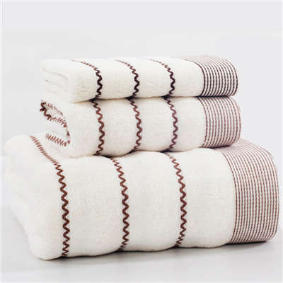 Bomuldsbadehåndklæde til voksne hvidbrun mørkegrå bølgemønster hånd sport ansigt håndklæde absorberende frottéhåndklæder indstillet til badeværelse: Hvid
